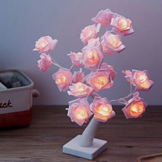 Rose table lamp, small tree lamp, Valentine's Day confession decoration, room and bedroom layout ideas, romantic night light