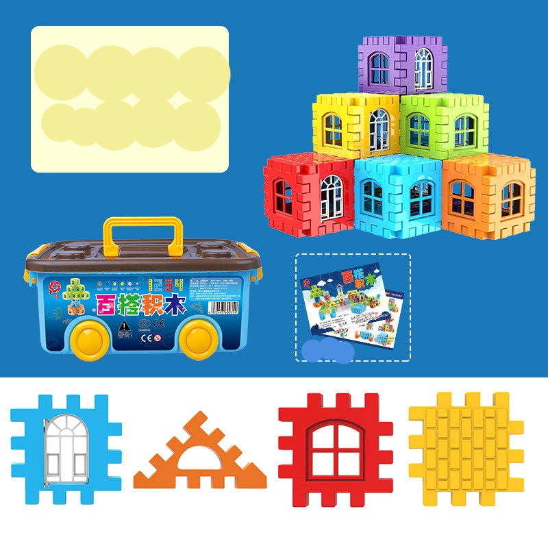 Children's large particle block building blocks can open the door plastic spelling castle assembly kindergarten early education