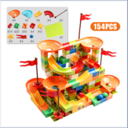 Children's ball slide building block large particle assembled track model compatible with Lego children's educational toys wholesale