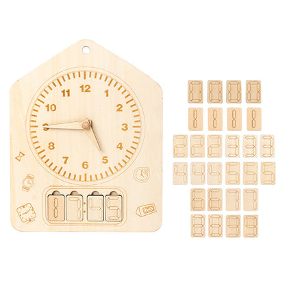 Children's early education enlightenment learning clock assembly teaching aids kindergarten primary school students cognitive time educational wooden toys