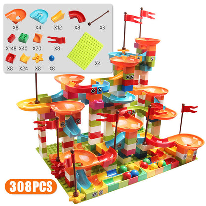 Children's ball slide building block large particle assembled track model compatible with Lego children's educational toys wholesale