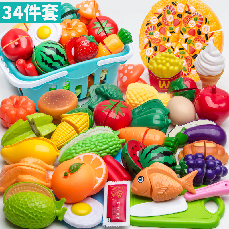 Children's Play House Toys Kitchen Girls Shopping Cart Vegetables Cut and Watch Baby Cut Fruits Boy Combination Fun