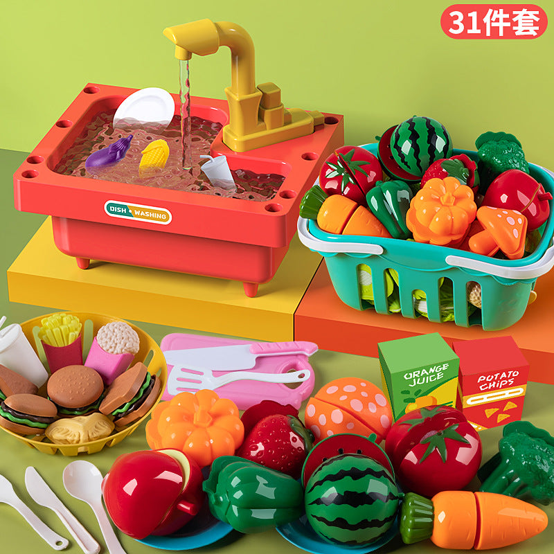 Children's Play House Toys Kitchen Girls Shopping Cart Vegetables Cut and Watch Baby Cut Fruits Boy Combination Fun