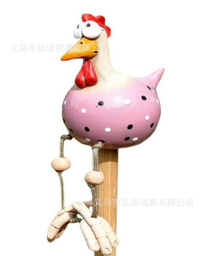 Fairy Statue cross-border foreign trade resin crafts big eye chicken hanging chicken long foot pendant ornament garden decoration