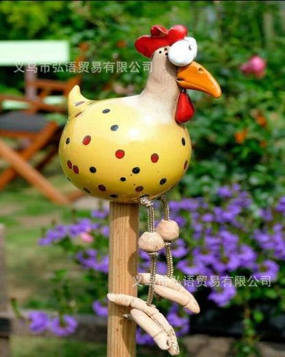 Fairy Statue cross-border foreign trade resin crafts big eye chicken hanging chicken long foot pendant ornament garden decoration