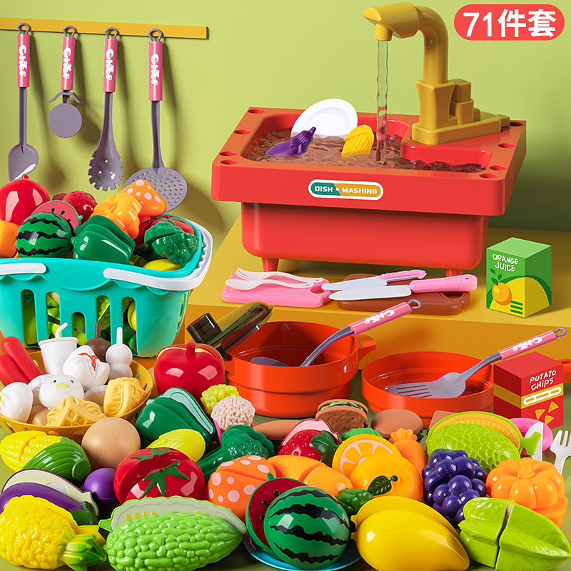 Children's Play House Toys Kitchen Girls Shopping Cart Vegetables Cut and Watch Baby Cut Fruits Boy Combination Fun