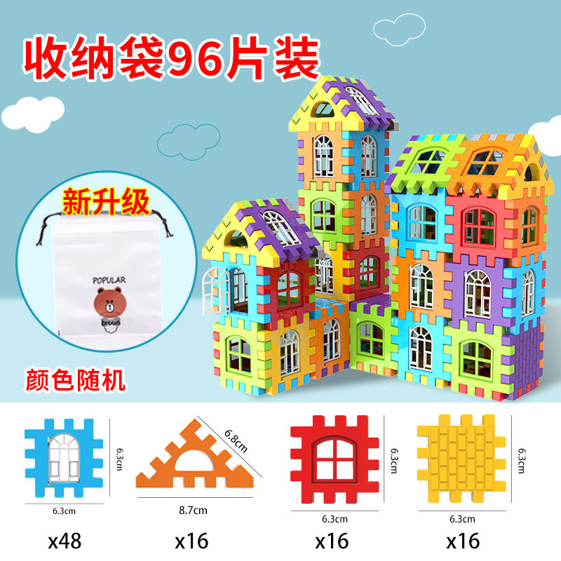 Children's large particle block building blocks can open the door plastic spelling castle assembly kindergarten early education