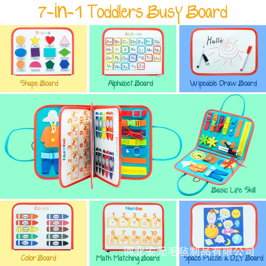Children's Learning Board Preschool Children Intellectual Learning Toys Sensory Board Baby Early Education Toys Felt Busy Board