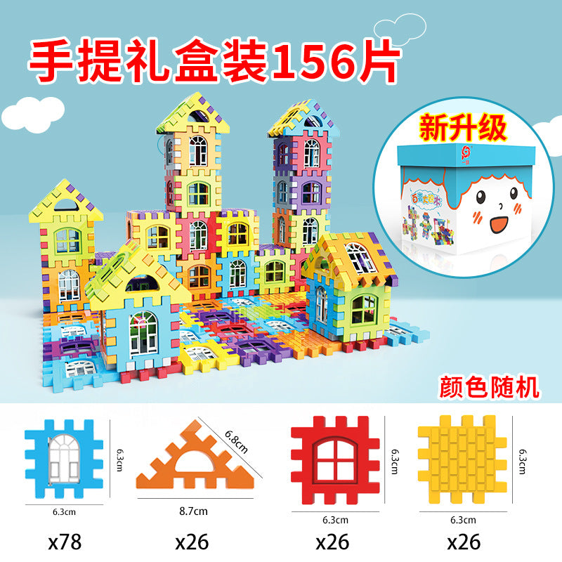 Children's large particle block building blocks can open the door plastic spelling castle assembly kindergarten early education