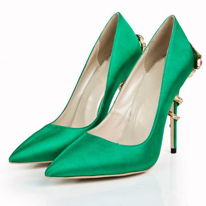 women's shoes wholesale casual fashion sexy green cobra heel pointed toe patent leather commuter high heels