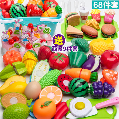 Children's Play House Toys Kitchen Girls Shopping Cart Vegetables Cut and Watch Baby Cut Fruits Boy Combination Fun