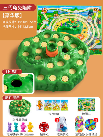 Children's desktop toys tortoise and hare race parent-child interactive trap card game cartoon rabbit checkers