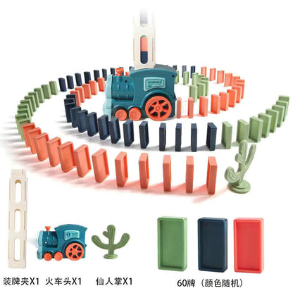 Cross-border Amazon same style domino train automatic licensing electric train educational toys wholesale