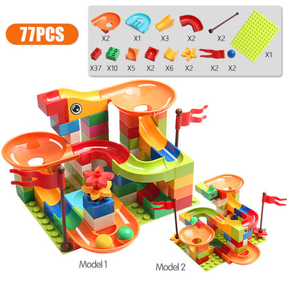 Children's ball slide building block large particle assembled track model compatible with Lego children's educational toys wholesale